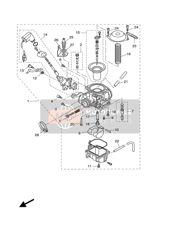 Yamaha XQ125 MAXSTER 2002 Carburettor for a 2002 Yamaha XQ125 MAXSTER